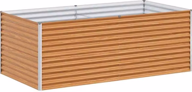 Fioriera rialzata industriale 195 x 100 x 68 cm design funzionale terrazza in acciaio zincato marrone chiaro 02_0059054