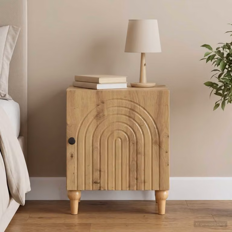 Armadio da Notte Moderno vidaXL in Rovere e Metallo, L 43 cm x P 34,5 cm x H 50 cm