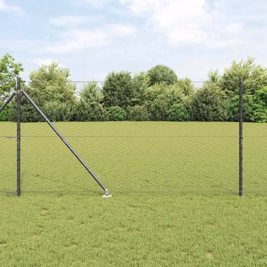 Palo per recinzione rotondo in acciaio e PVC grigio H: 140 cm, L: 27 cm, P: 3,2 cm – 2