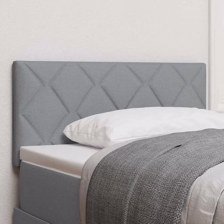 Testiera per letto moderna vidaXL in tessuto grigio con struttura in legno e pannello imbottito