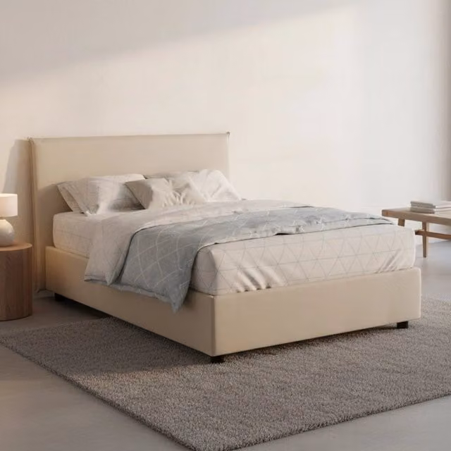 Letto Anissa Talamo Italia Piazza e Mezza Sfoderabile Beige con Contenitore con Alzata L/P/H: 120 x 200 cm – 1