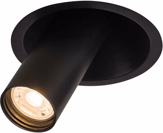 Faretto da incasso tondo Shilo Yakumo 7806 nero, orientabile e dimmerabile con attacco GU10 in metallo e vetro