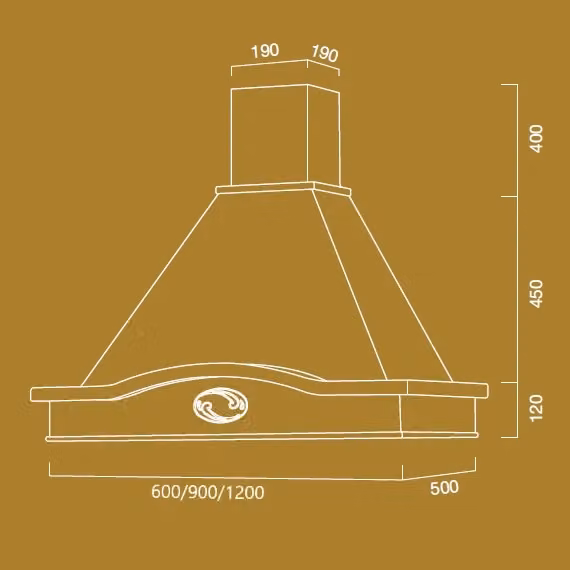 Cappa aspirante a parete IPERBRIKO in acciaio inox e alluminio bianca con display LED L: 120 cm, H: 54 cm, P: 50 cm – 2