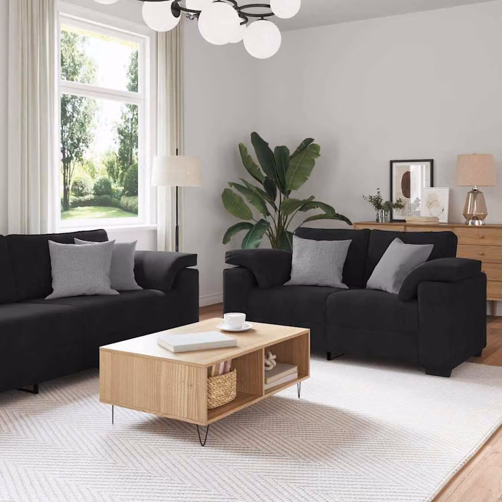 Maison Exclusive - Set divano a 3 pezzi con cuscini in velluto nero