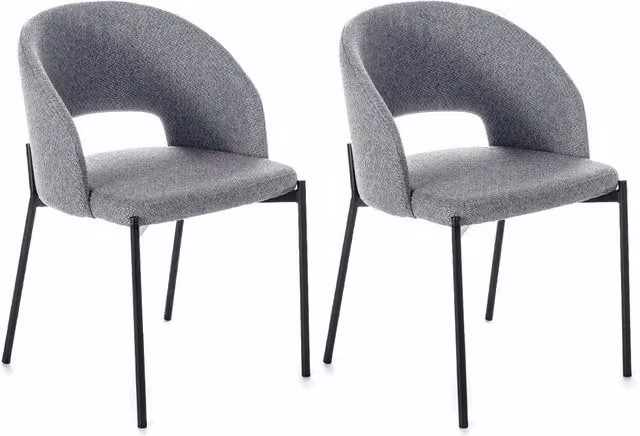 Sedia E-Stylo in tessuto grigio chiaro con gambe in metallo antracite L: 52 cm, P: 55.5 cm, H: 78.5 cm