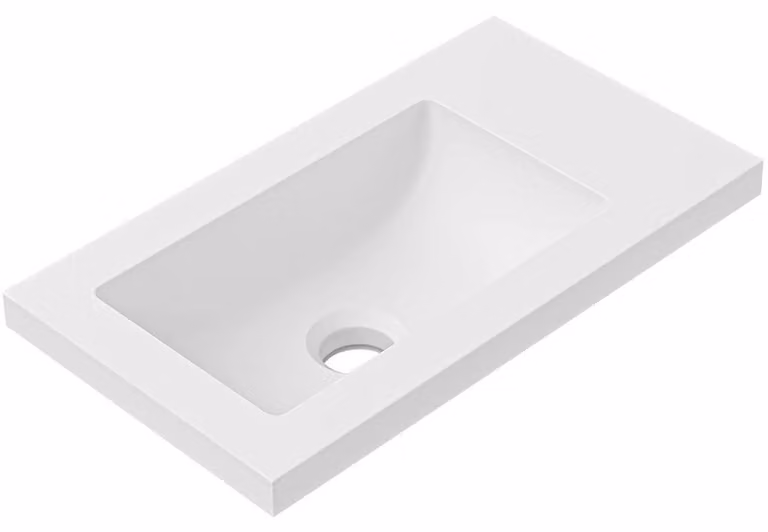 CERANO - Lavabo in marmo colato Sora/Zola - bianco opaco - 40x22 cm