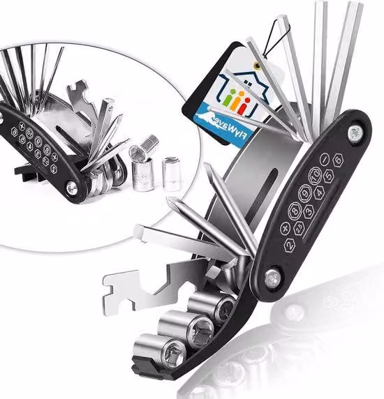 Multitool per biciclette 16 in 1, piccolo, nero