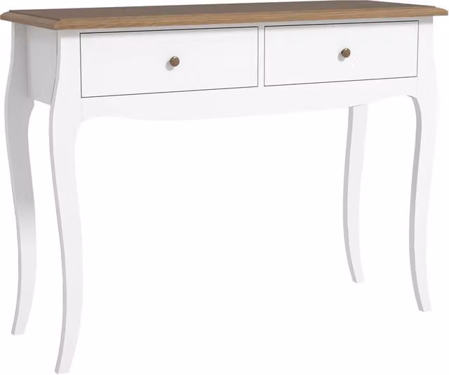 Tavolo consolle moderno XYLO con 2 cassetti in legno bianco e marrone scuro L 100 cm, P 35 cm, H 76.5 cm