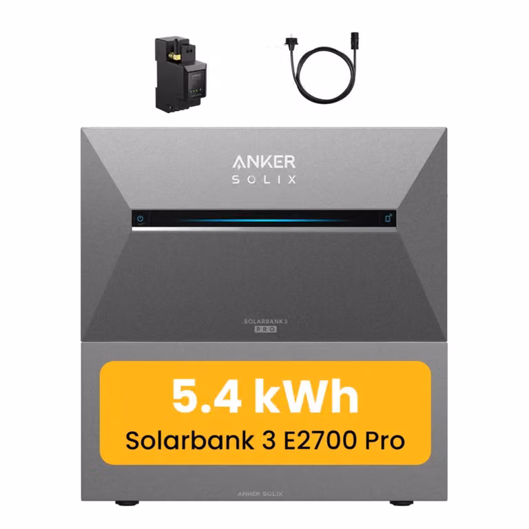 Powerness®Centrale elettrica da balcone con accumulo di 5,4 kWh, Anker SOLIX Solarbank 3 E2700 Pro con batteria di estensione BP2700 e smart meter Anker per centrale elettrica da balcone