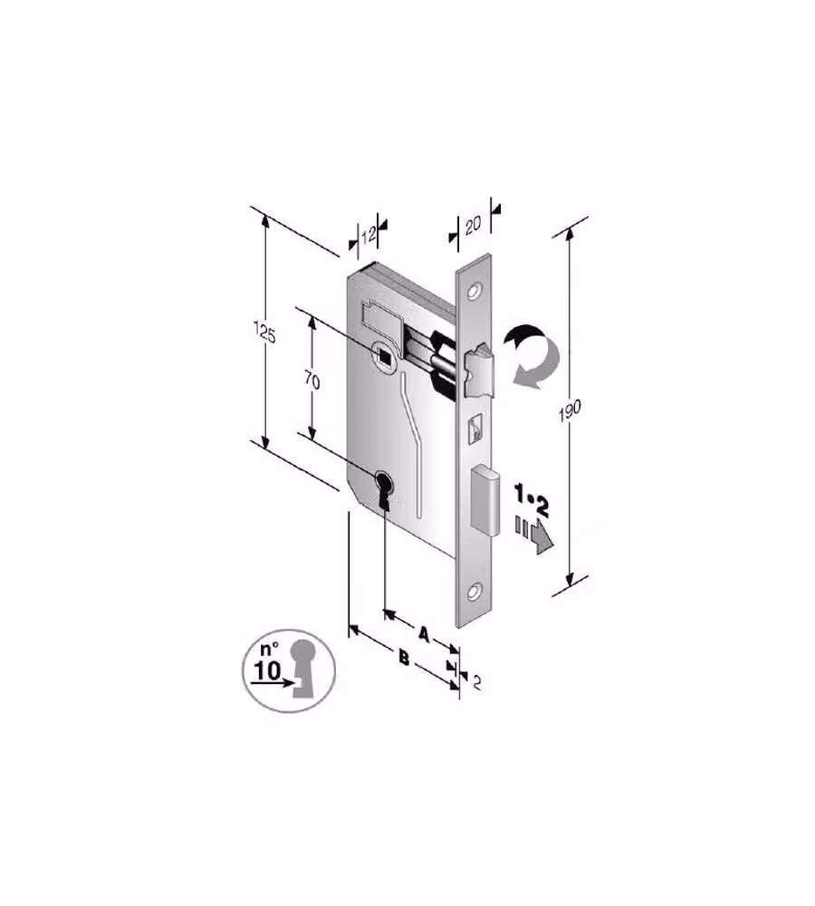 Serratura Patent Mm 8X70 E25 Bq Bronzata        Gb