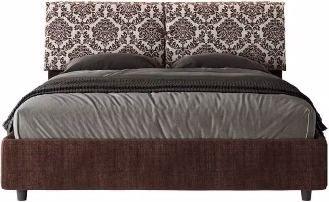 Letto matrimoniale imbottito Ityhome in tessuto rosso con rete L/P/H: 160 x 222 x 110 cm