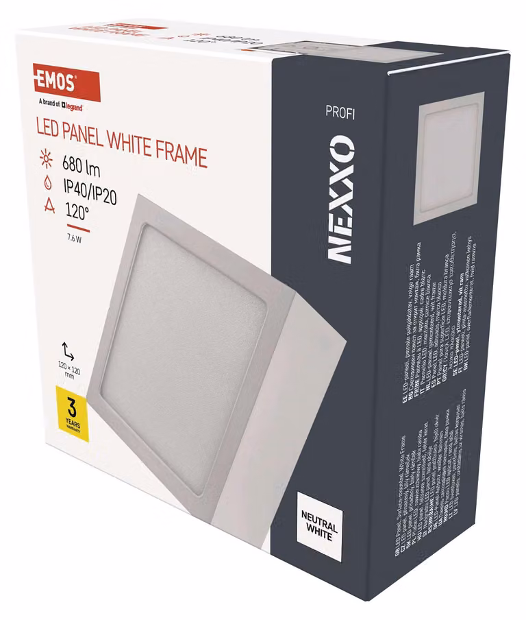 EMOS Apparecchio LED NEXXO, quadrato, bianco, 7,6W, bianco neutro, ZM6125