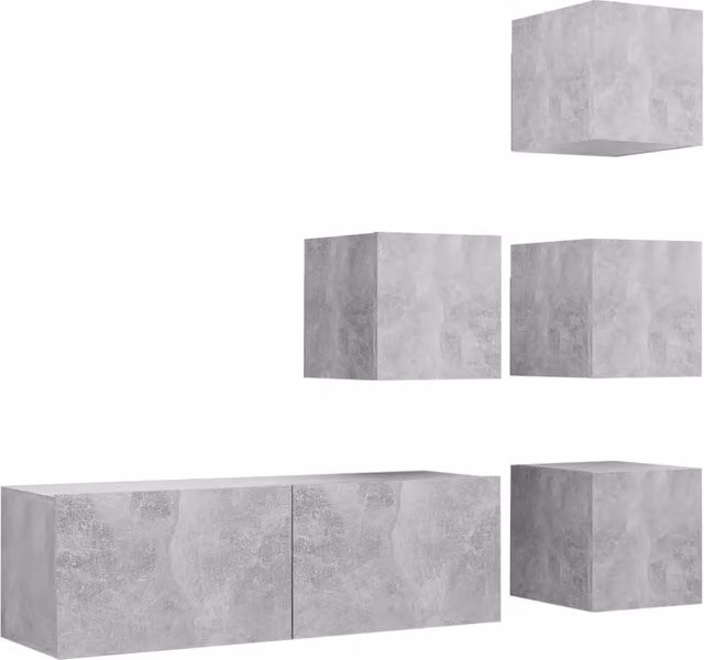 Set di Mobili Porta TV 5 pz | Armadietto TV | Mobile Porta TV Grigio Cemento in Legno Multistrato