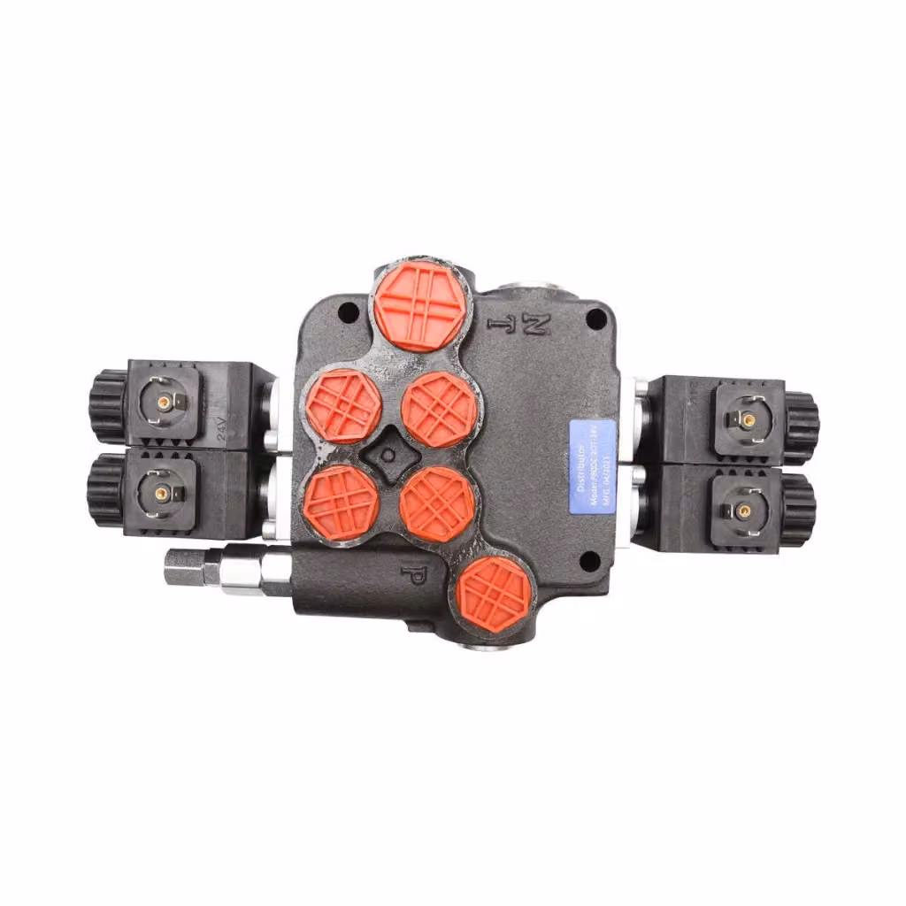 Distributore oleodinamico elettrico Breckner P80 a 2 vie, 24V, nero – 2