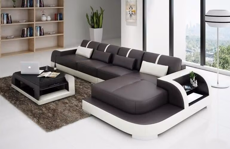 Ecksofa Sofa Couch Polster Wohnlandschaft Polsterecke Designsofa Ledersofa LubyB
