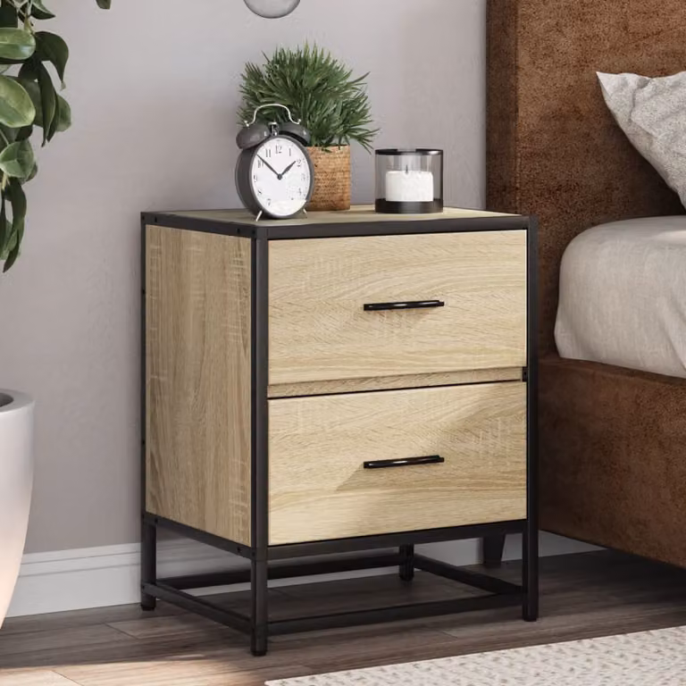 Set di 2 comodini sospesi vidaXL in legno e metallo, colore marrone e beige, L 40 cm x P 31 cm x H 50 cm
