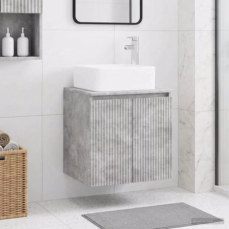 Mobile Lavabo da Parete vidaXL Moderno Grigio con Ante a Battente L: 49,5 cm, P: 41 cm, H: 63 cm