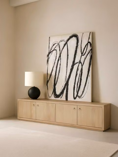 Mobile TV Manor 220 Kenay Home in legno di mango naturale e metallo, colore marrone e beige