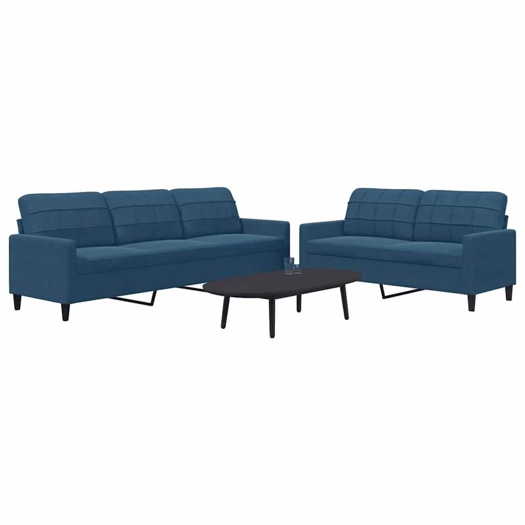 vidaXL Set di 2 Divani Moderni in Velluto Blu con Cuscini e Struttura in Metallo – 1