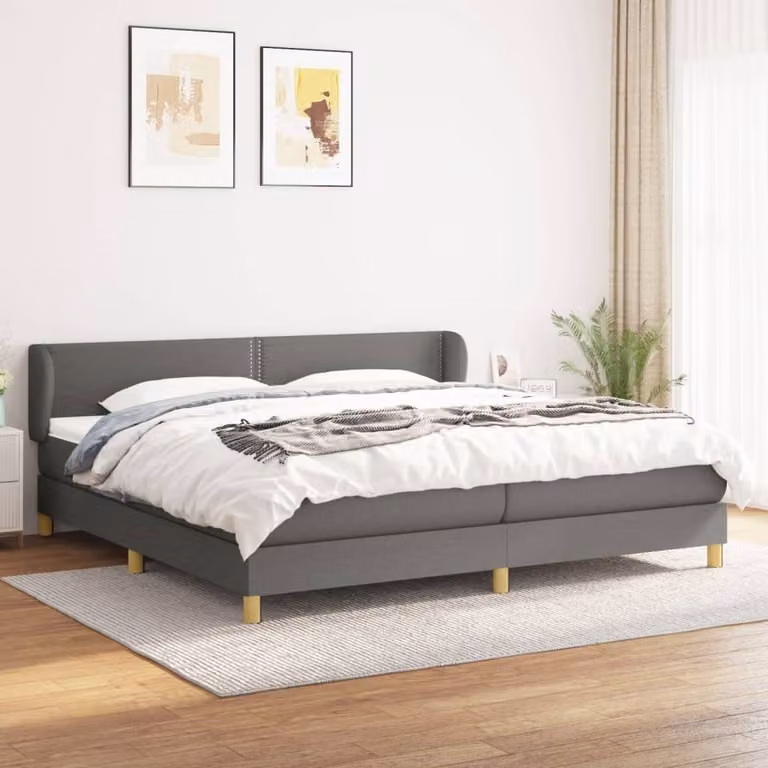 Maison Exclusive - Giroletto a Molle con Materasso Grigio Scuro 200x200 cm Tessuto
