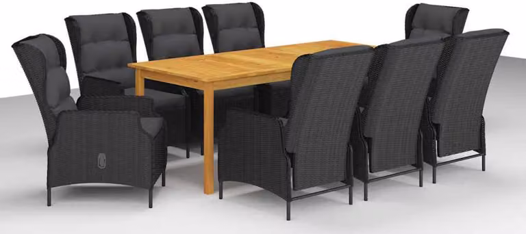 Set da Pranzo da Giardino 9 pz Grigio Scuro