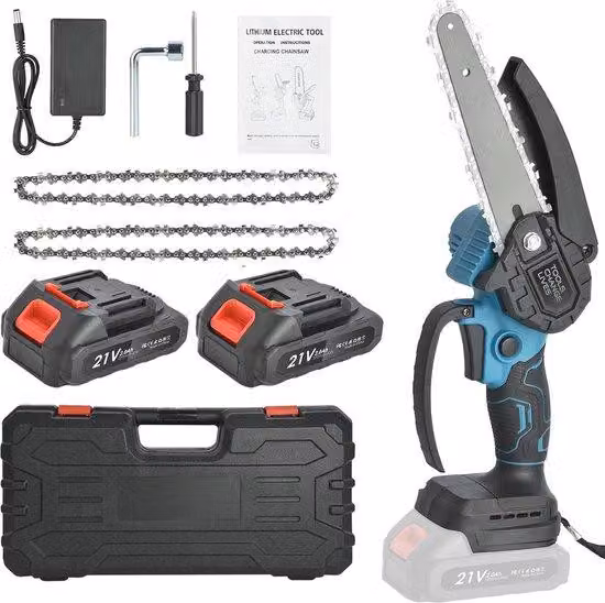 Sega elettrica portatile da 21 V con lama da 15 cm e 2 batterie agli ioni di litio
