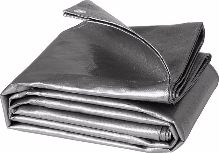 Telo impermeabile con occhielli, 180 g/m², colore grigio, dimensioni 400x400 cm