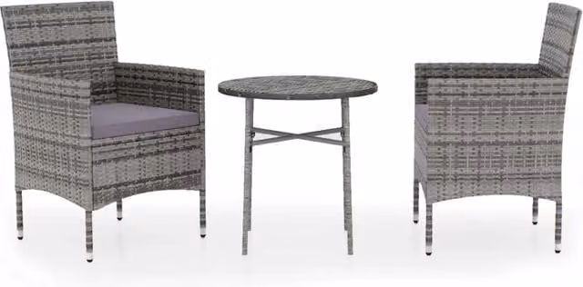 Set Mobili da Giardino 3 Pezzi in Polyrattan Grigio con Design Moderno – 1