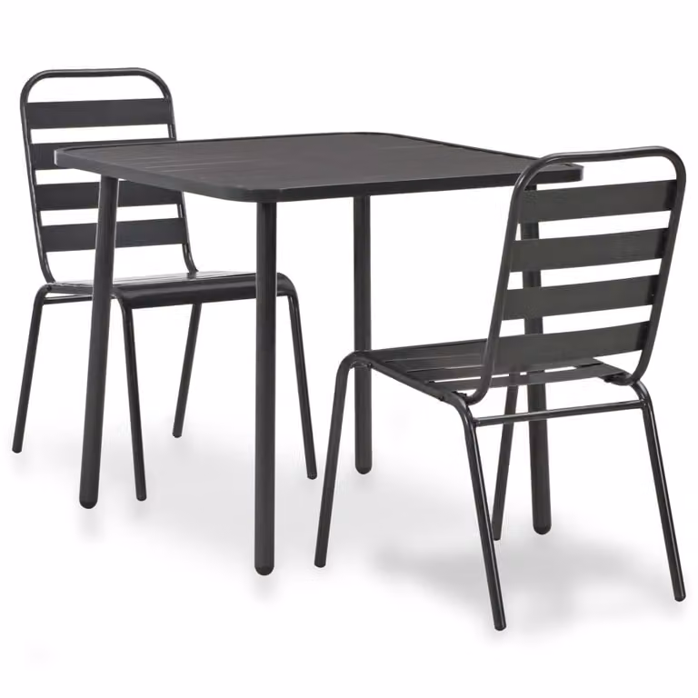 The Living Store Set bistrot 3 pezzi acciaio grigio scuro