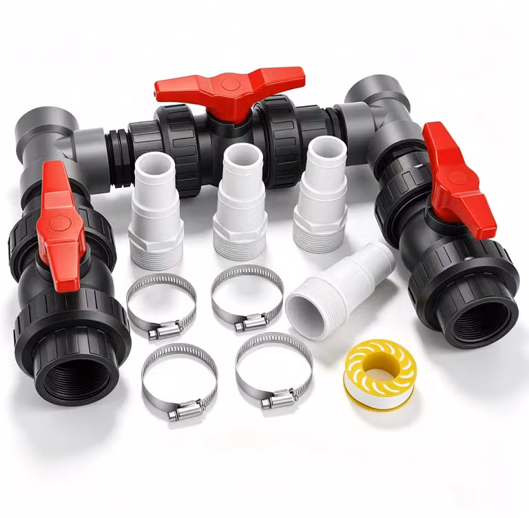 Kit di collegamento di bypass per pompa di calore per piscina - Sistema di riscaldamento solare - Colore nero