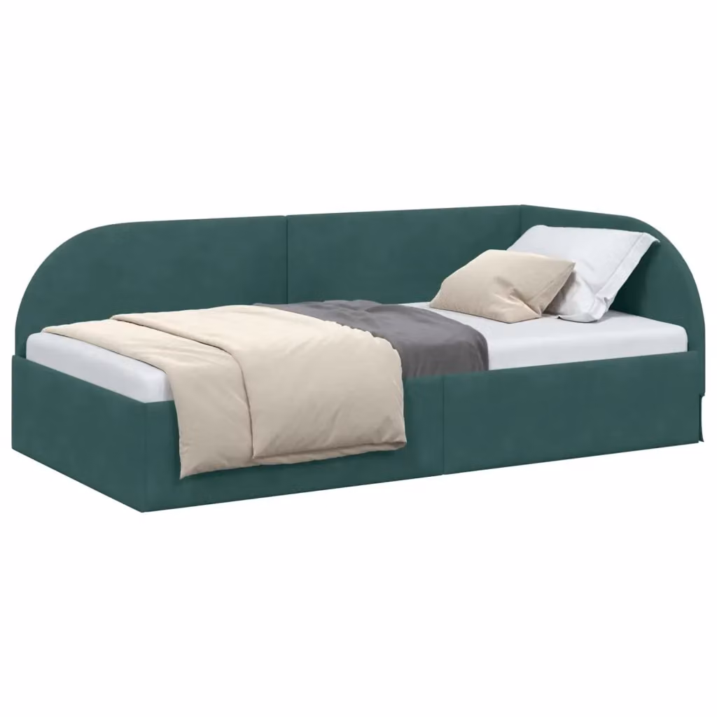 vidaXL Cornice del letto ad angolo in velluto verde, L/P/H: 204 x 90 x 72 cm – 2