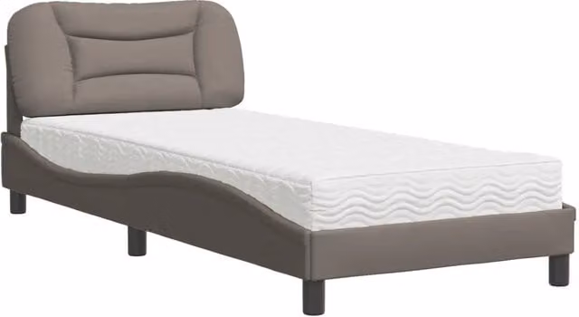 Letto singolo | Letto per adulti | Letto con Materasso Hvar Tortora 90x200 cm in Tessuto