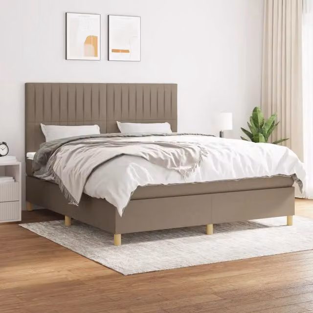 Letto Ibrido con Giroletto a Molle e Materasso vidaXL in Tessuto Beige L/P: 160 x 200 cm
