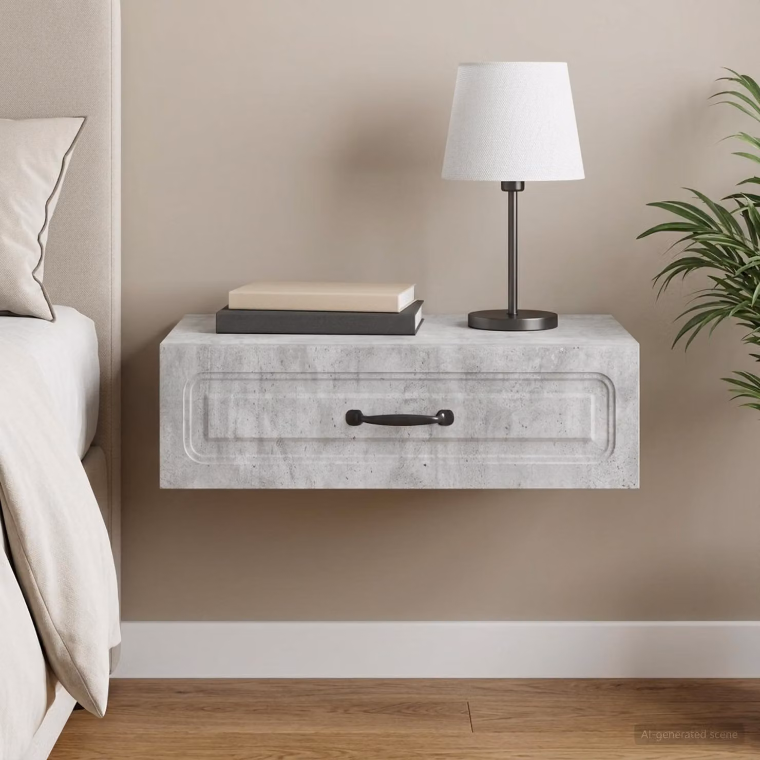 vidaXL Tavolino da parete moderno in grigio opaco con ripiani interni L: 59 cm, P: 34,5 cm, H: 17 cm