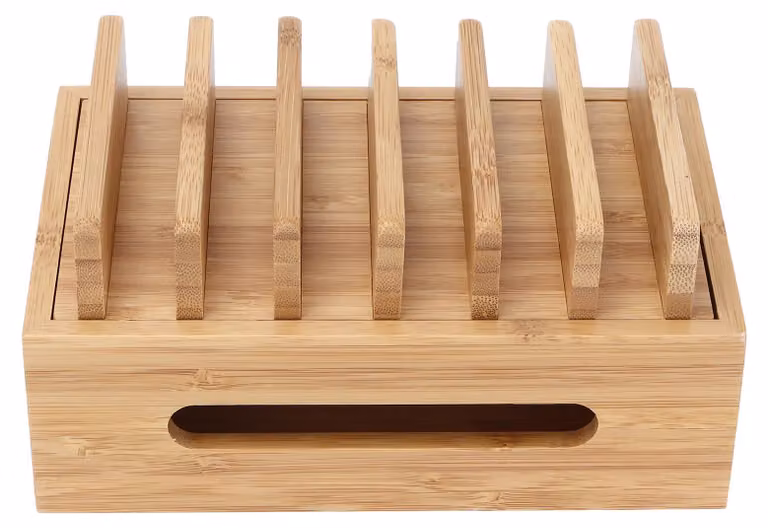 Dock per cellulare in legno di bambù, organizer portatile per tablet, scatola portaoggetti per l'ufficio domestico
