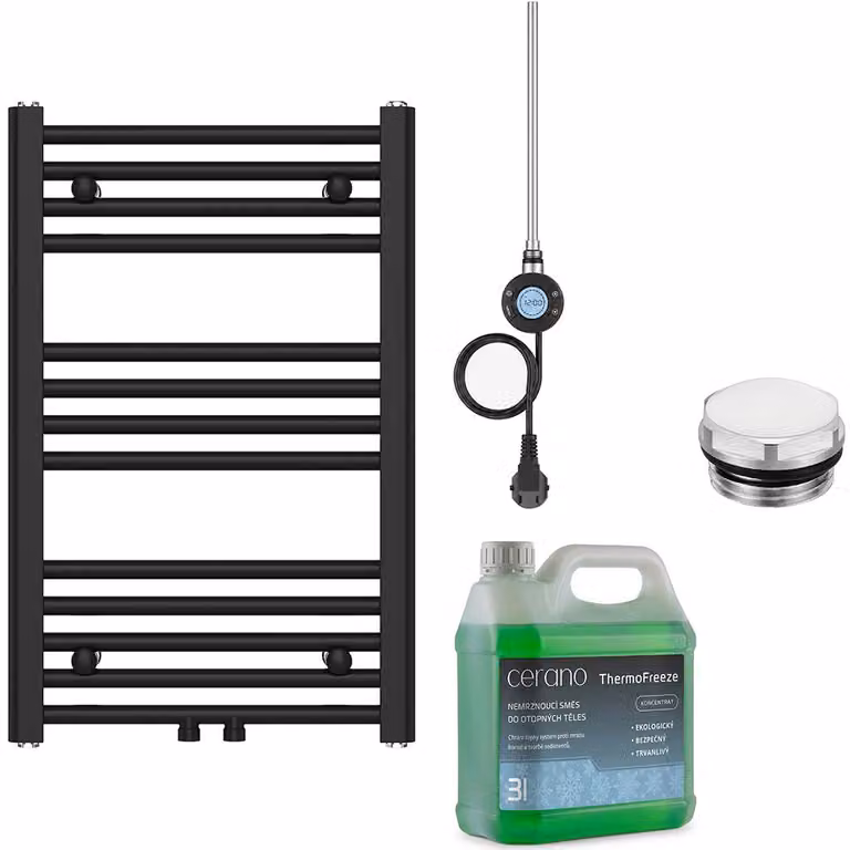 Set di radiatori elettrici da bagno Benito - Wi-Fi - 300W - nero opaco - 700x450 mm
