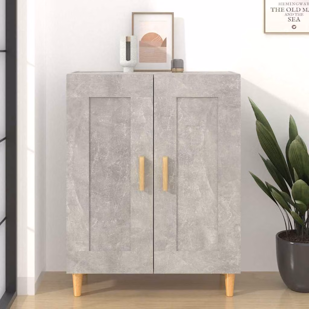 Credenza vidaXL in legno multistrato e MDF, Grigio, L: 69,5 cm, P: 34 cm, H: 90 cm