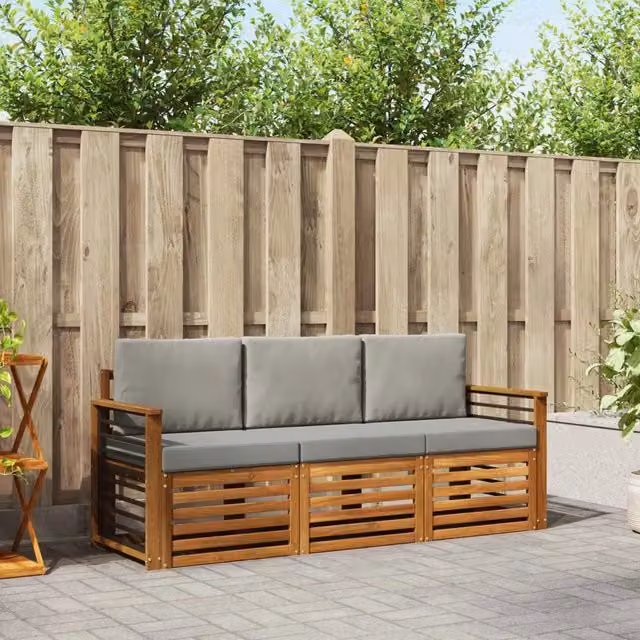Set divani 3 pz Grigio Naturale e Chiaro 3374301