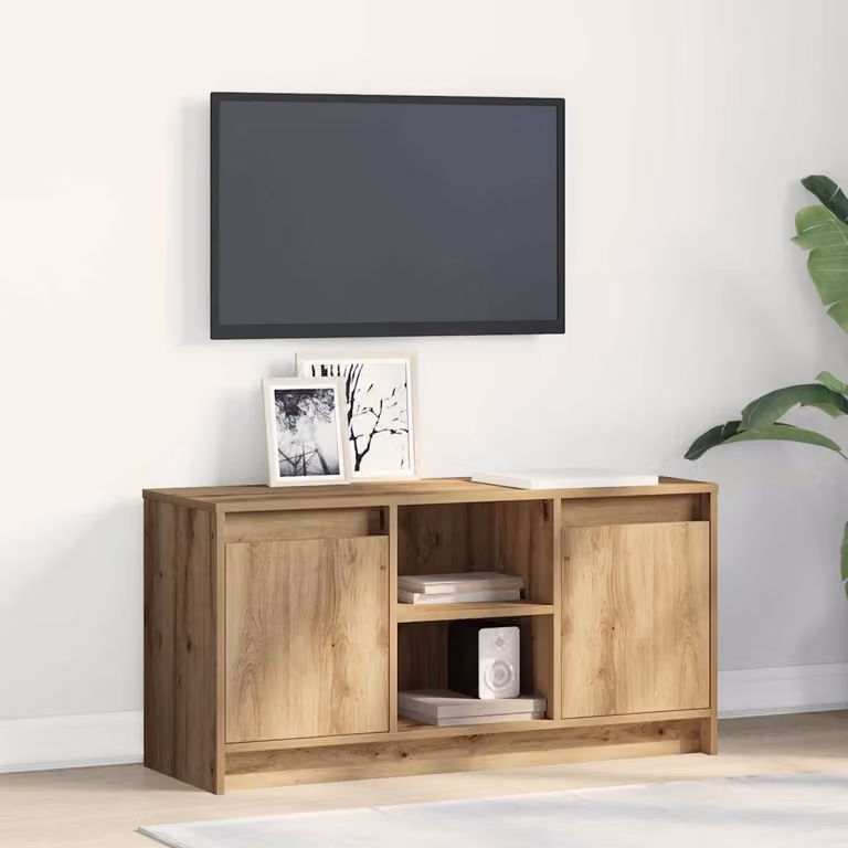 Unità TV vidaXL in legno ingegnerizzato marrone, design minimalista, L 100 cm x P 34 cm x H 50 cm