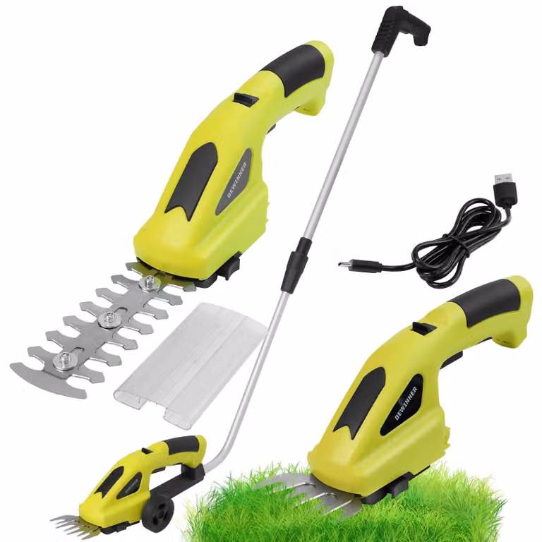 Tagliasiepi elettrico 2-in-1, senza fili - 7,2 V, batteria al litio - lama di 15 cm - plastica, colore verde - ideale per giardino e prato