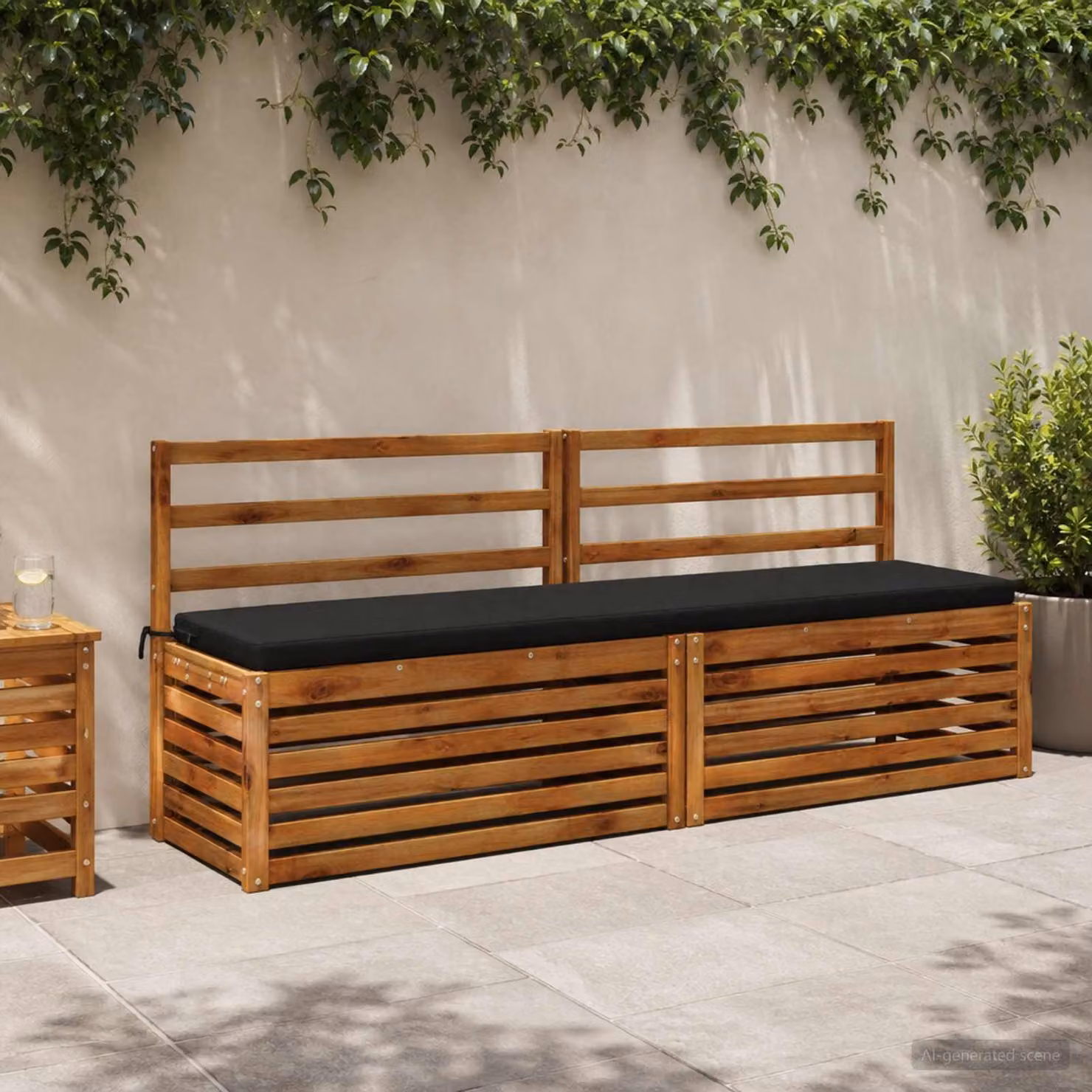 Set di 2 cuscini per panchina vidaXL in poliestere nero con imbottitura in schiuma e coperture lavabili