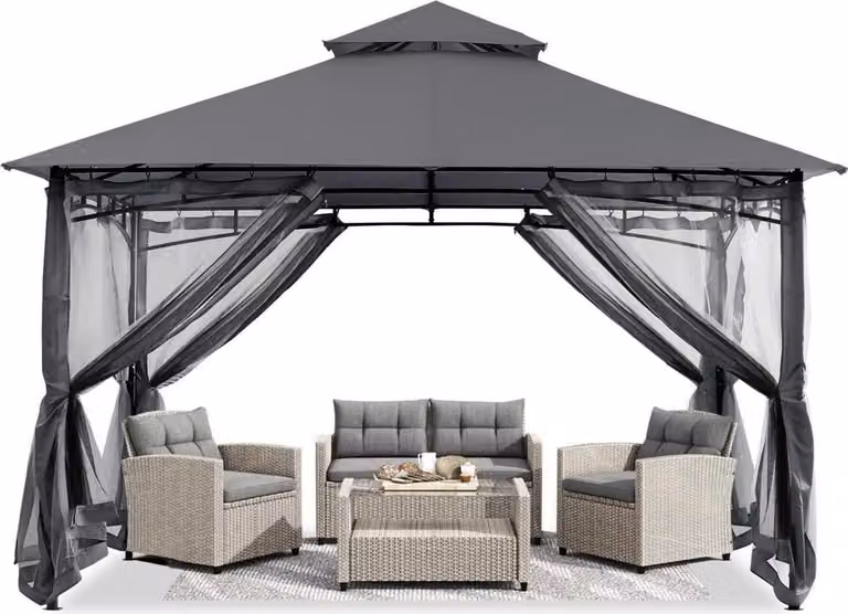 ABCCANOPY Padiglione 2,5x2,5m Stabile impermeabile invernale con rete Grigio