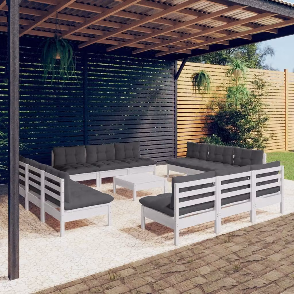 Maison Exclusive - Set Divani da Giardino 13 pz e Cuscini Antracite Legno di Pino