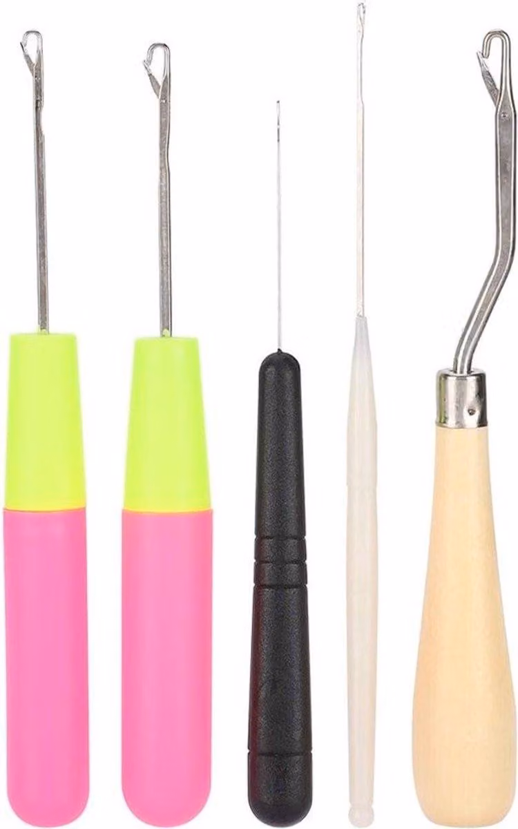 Kit da lavoro all'uncinetto composto da 5 pezzi, con pinza curva per lavorare all'uncinetto e a maglia - strumenti e accessori per cucito fai-da-te