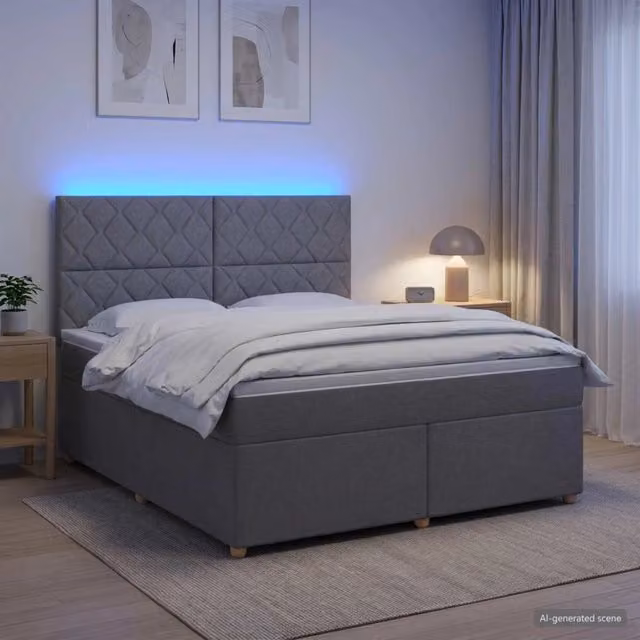 Letto box spring ibrido vidaXL con materasso a molle insacchettate e base contenitore, Grigio, 180 x 200 cm