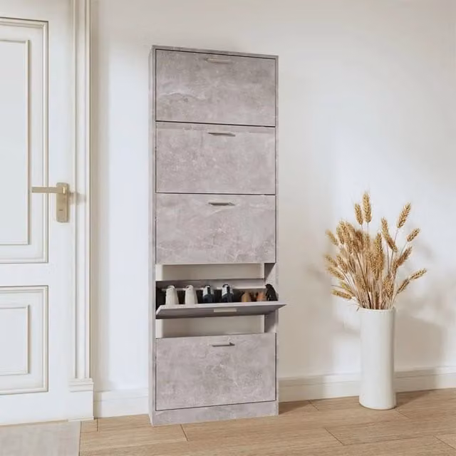 Scarpiera moderna da parete vidaXL in legno grigio opaco L/P/H: 59 x 17 x 169 cm