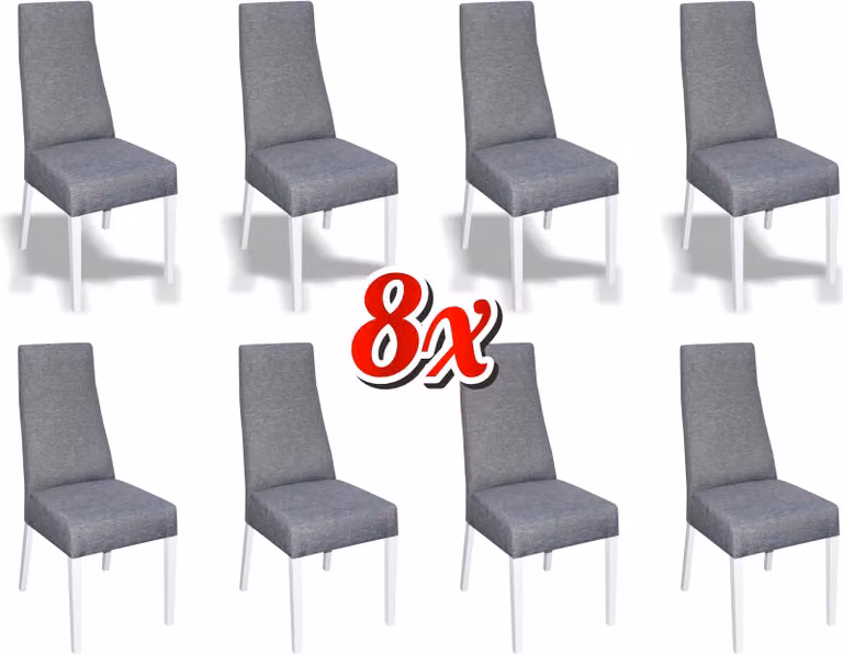 Esszimmer 8x Stühle Stuhl Set Sessel Küche Design Polster Leder Textil Möbel