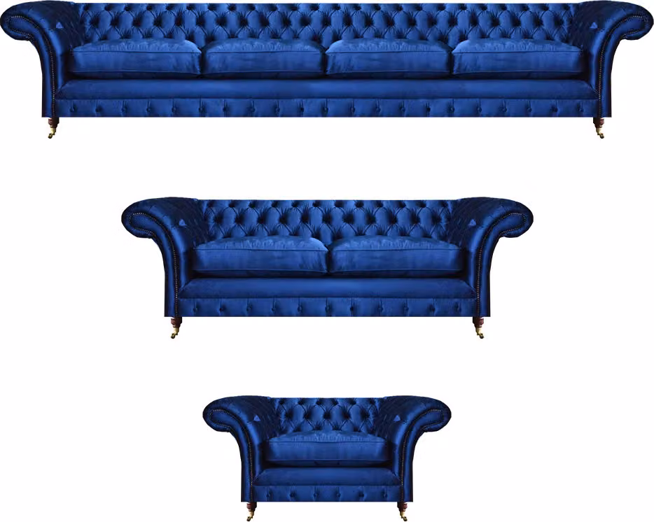 Modern Einrichtung Sitzmöbel Komplett Sofagarnitur 3tlg Luxus Chesterfield