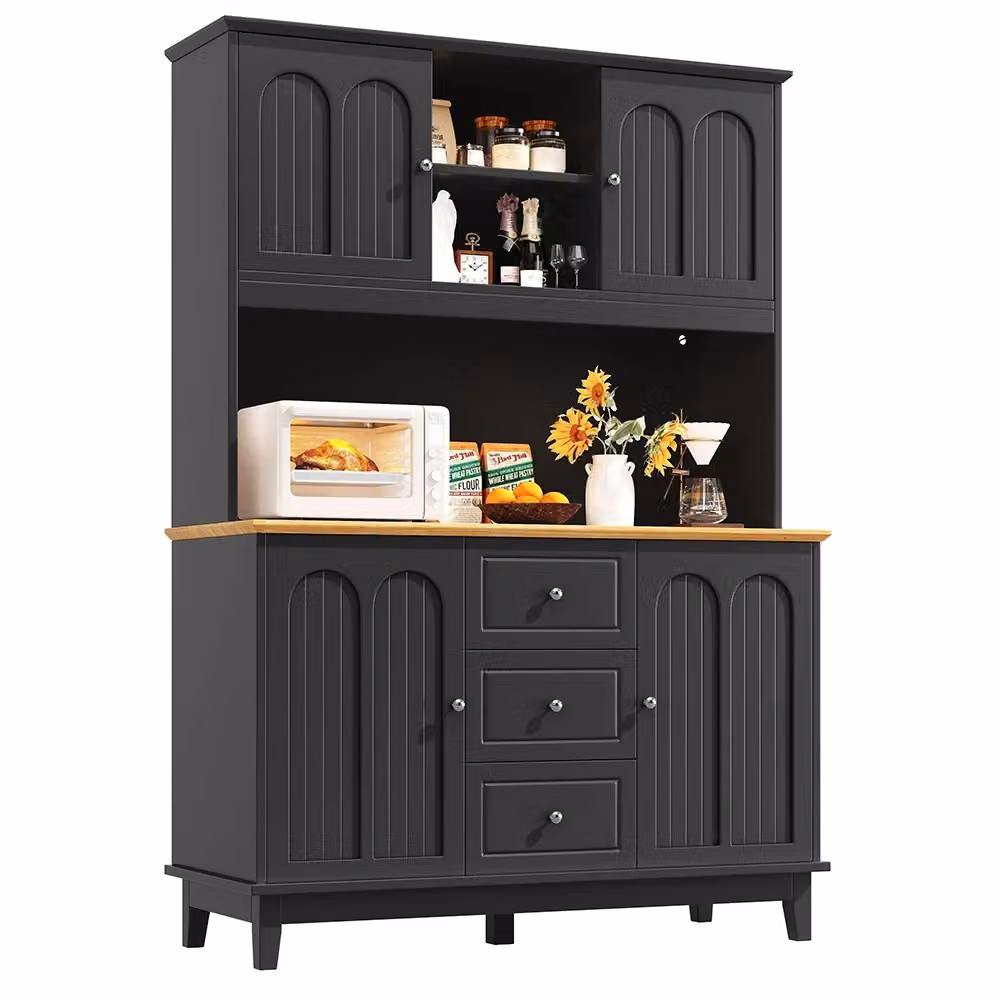 Credenza Alta Moderna con Luci LED Integrate e Ripiani Interni, Disponibile in Nero o Marrone, L/P/H: 120 x 40 x 180 cm – 2