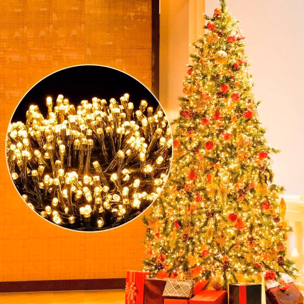 Catena luminosa a LED, 25 metri, 1000 LED bianco caldo, 8 modalità, grado di protezione IP44